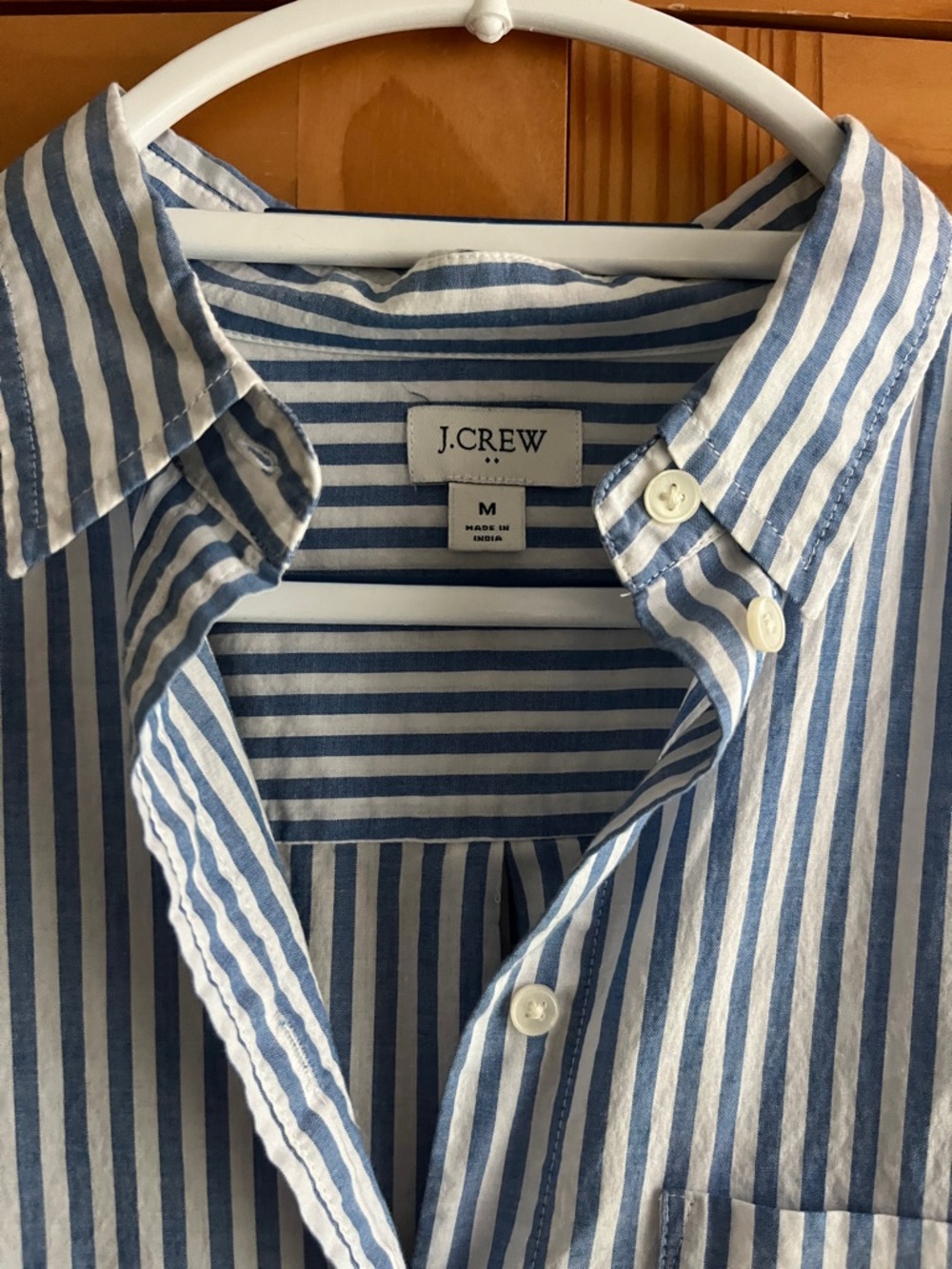 J. Crew Blue & White Vertical Stripe Button-Down Shirt - Picture 2 of 4